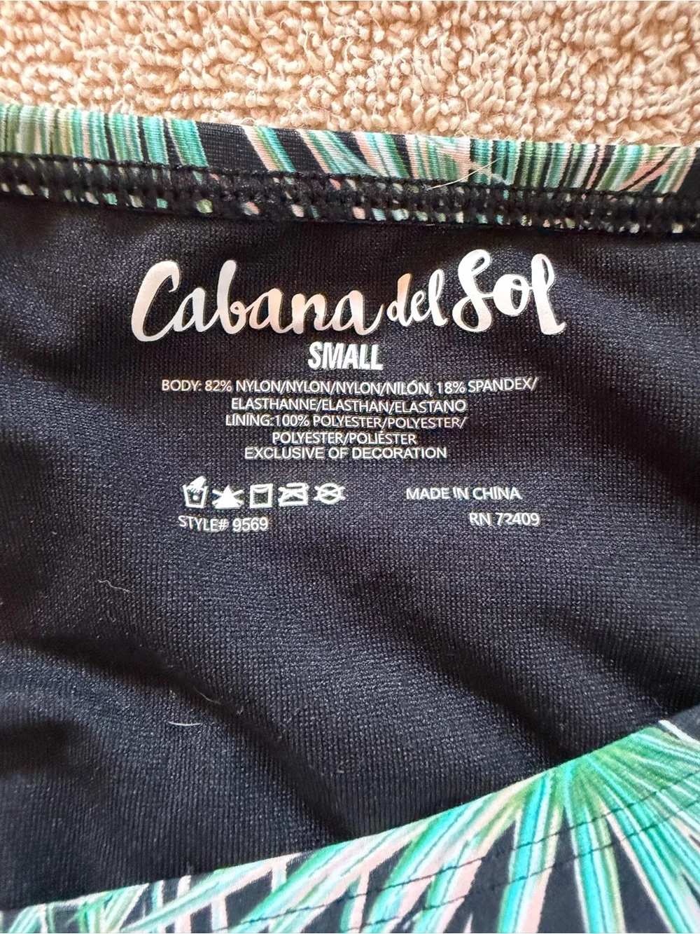 Cabana del Sol Tropical Palm Print Bikini Set – Size Small